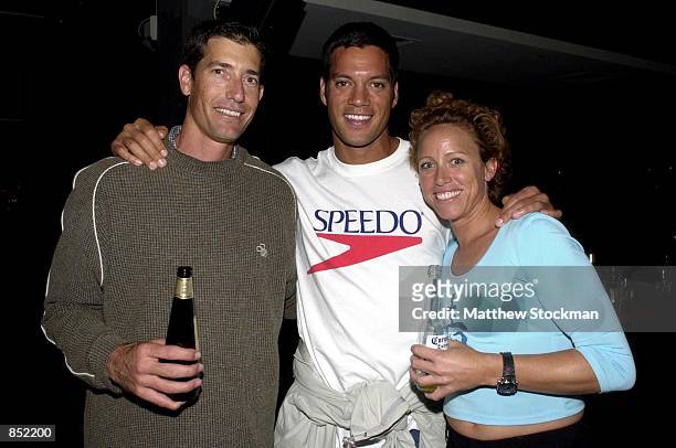 Beach Volley Ball Gold medalist Eric Foroimona, center, and friends attend The Last Lap function September 26, 2000 at Home nightclub, Cockle Bay,...
