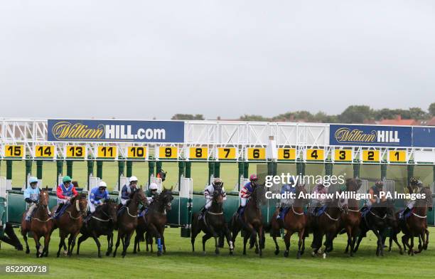 Robbie Savage after handing out the Kilkerran Cup to jockey Tony Hamilton , owner and trainer Richard Fahey after their horse Hi There won The...