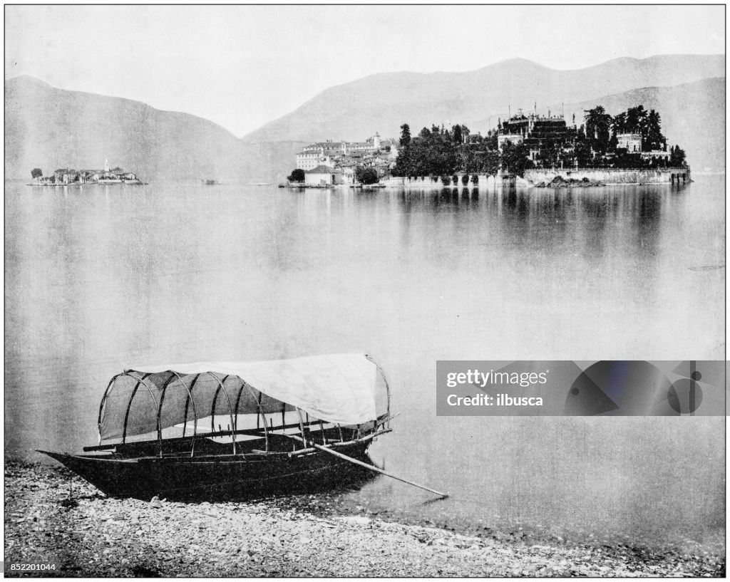Antique photograph of World's famous sites: Lake Maggiore, Isola Bella, Italy