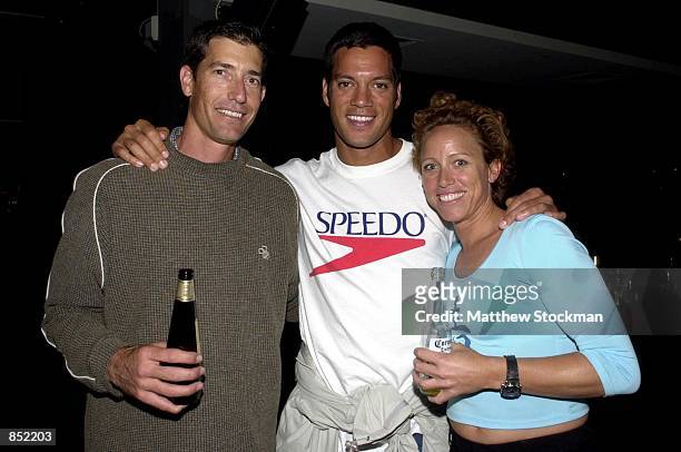 Beach Volley Ball Gold medalist Eric Foroimona, center, and friends attend The Last Lap function September 26, 2000 at Home nightclub, Cockle Bay,...