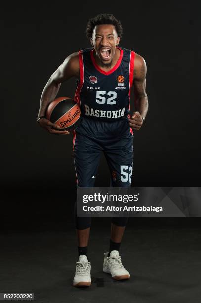 Jordan McRae, #52 poses during Baskonia Vitoria Gasteiz 2017/2018 Turkish Airlines EuroLeague Media Day at Fernando Buesa Arena on September 21, 2017...