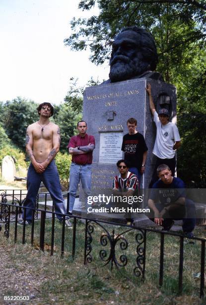 Photo of BLAGGERS I.T.A; photographed in Highgate Cemetery in front of Karl Marx' grave