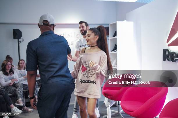 Stylist Law Roach, Ariana Grande and Reebok host Chad Wittman attend An Inspiring "Day in the Life" of Ariana Grande to celebrate new partnership...