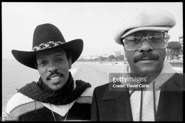 Photo of Ronnie WILSON and Charlie WILSON and GAP BAND; L-R: Charlie Wilson, Ronnie Wilson on the beach at Cannes, France