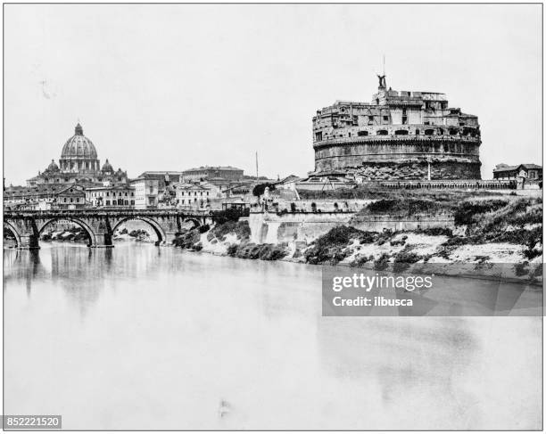 世界最有名的景點的古董照片： 安傑，羅馬，義大利 - castel sant'angelo 幅插畫檔、美工圖案、卡通及圖標