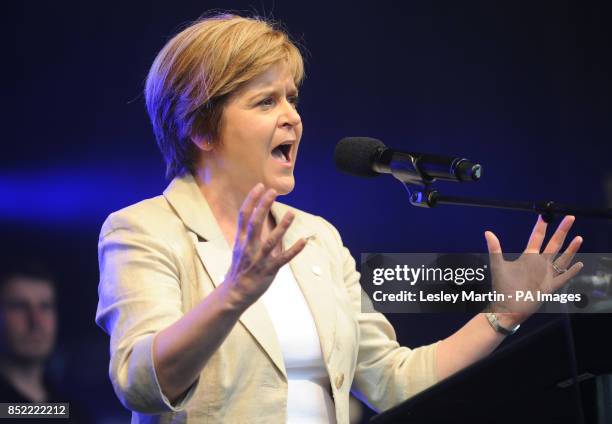 Deputy First Minister Nicola Sturgeon making a speech during a march and rally in Edinburgh, calling for a Yes vote in next year's independence...