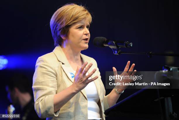 Deputy First Minister Nicola Sturgeon making a speech during a march and rally in Edinburgh, calling for a Yes vote in next year's independence...