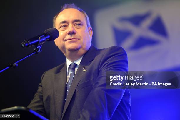 First Minister Alex Salmond making a speech during a march and rally in Edinburgh, calling for a Yes vote in next year's independence referendum....