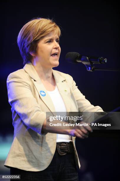 Deputy First Minister Nicola Sturgeon making a speech during a march and rally in Edinburgh, calling for a Yes vote in next year's independence...