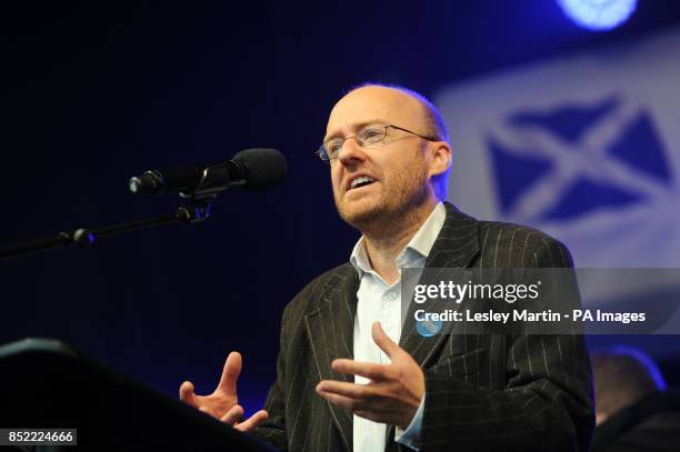 Patrick Harvie making a speech during a march and rally in Edinburgh, calling for a Yes vote in next year's independence referendum.