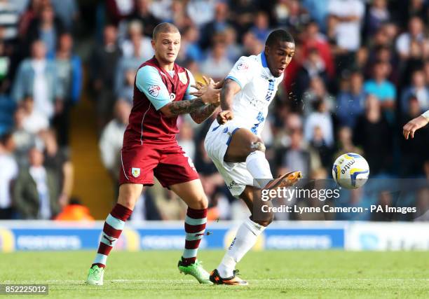 Burnley's Kieran Trippier and Leeds United's Dominic Poleon during the Sky Bet Championship match at Elland Road, Leeds.