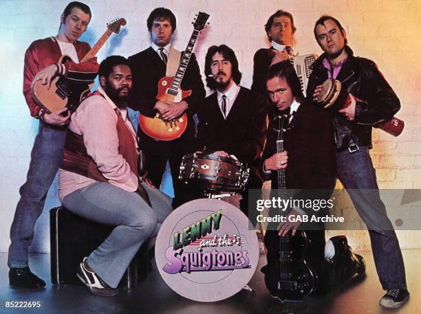 Circa 1970: Photo of David LANDER and Christopher GUEST and Michael McKEAN and LENNY & THE SQUIGTONES; Back - 1st left is Lenny , 2nd left is...