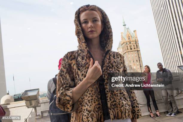 Fashion designer Helen Yarmak hosts a presentation of her fur collection during New York Fashion Week on September 12, 2017 on the roof of the Crown...