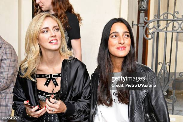 Chiara Ferragni and Levante attend the Philosophy By Lorenzo Serafini show during Milan Fashion Week Spring/Summer 2018 on September 23, 2017 in...