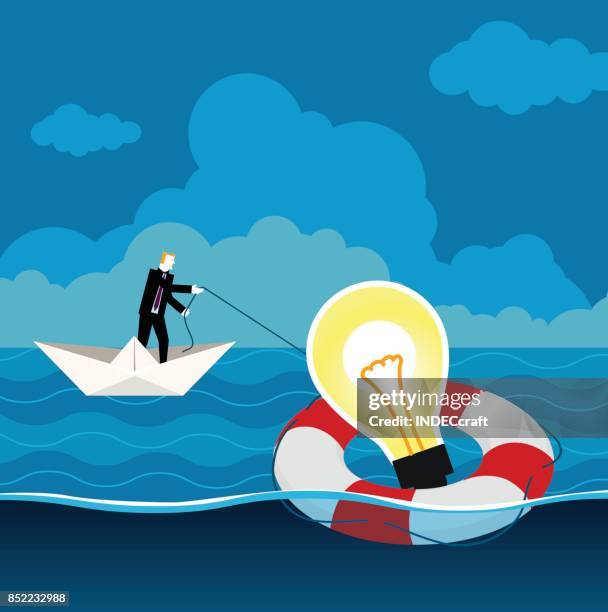 business concept - paper boat stock illustrations