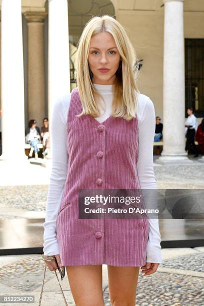Shea Marie attends the Philosophy By Lorenzo Serafini show during Milan Fashion Week Spring/Summer 2018 on September 23, 2017 in Milan, Italy.