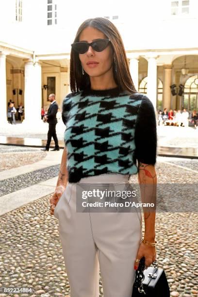 Gilda Ambrosio attends the Philosophy By Lorenzo Serafini show during Milan Fashion Week Spring/Summer 2018 on September 23, 2017 in Milan, Italy.