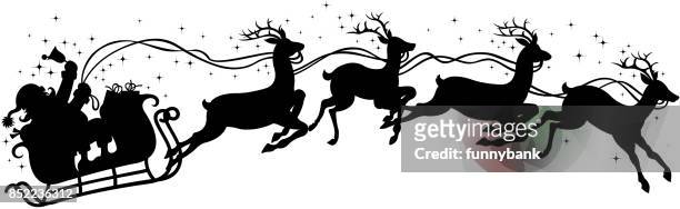 santa claus gift on sleigh - caribou stock illustrations