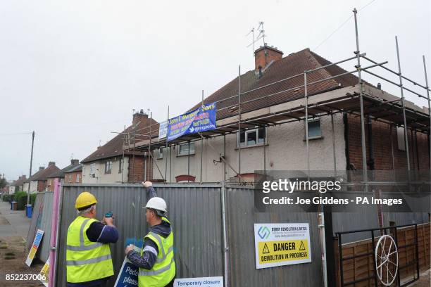 The house at 18 Victory Road in Allenton, Derby, where six children died in a fire set by Mick and Mairead Philpott as it is being prepared for...
