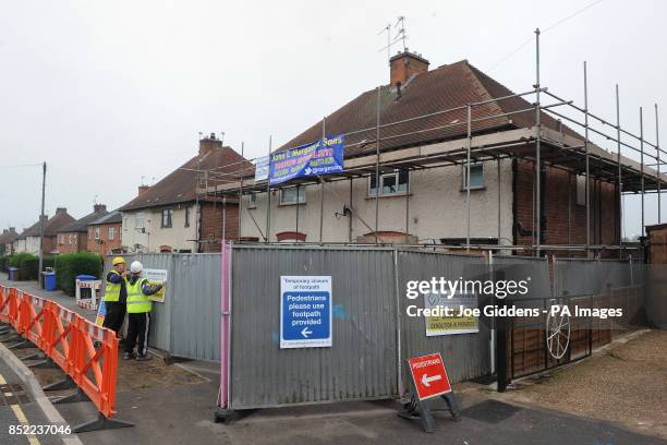 The house at 18 Victory Road in Allenton, Derby, where six children died in a fire set by Mick and Mairead Philpott as it is being prepared for...
