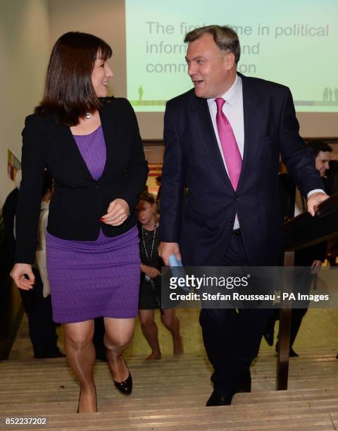 Shadow chancellor Ed Balls and shadow chief secretary to the treasury Rachel Reeves arrive at the Labour Party conference in Brighton today where Mr...