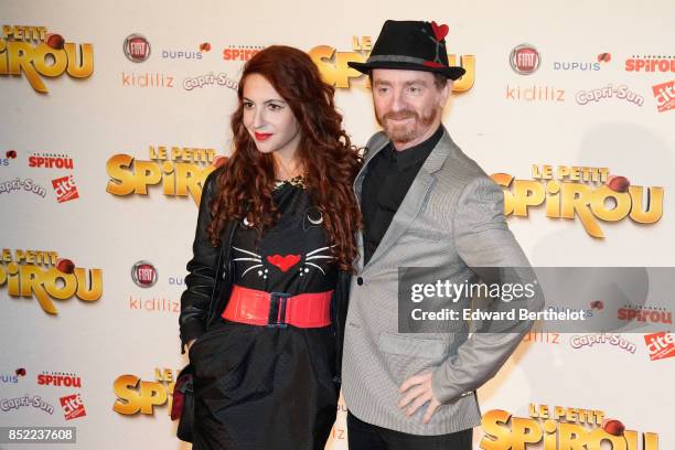 Singer of Musical Group Dionysos, Mathias Malzieu attends the 'Le Petit Spirou' Paris Premiere at Le Grand Rex on September 10, 2017 in Paris, France.