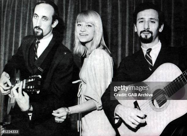 American folk trio Peter, Paul and Mary, circa 1965. Left to right: Paul Stookey, Mary Travers and Peter Yarrow.