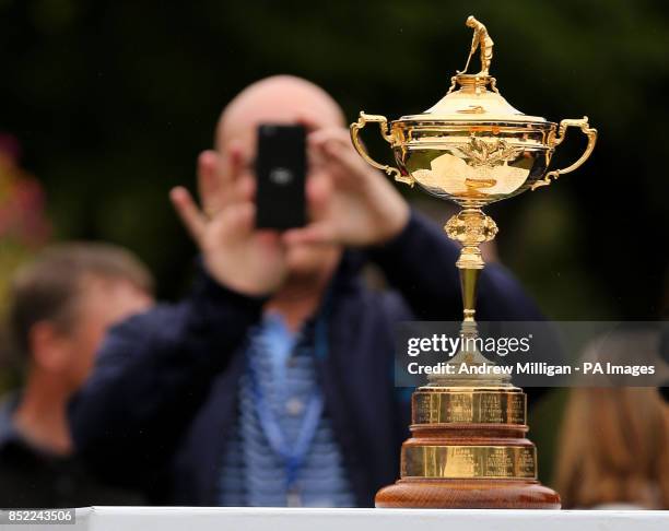 The Ryder Cup during an event to mark the legacy of the 2014 Ryder Cup, at the PGA Cenetary Course, Gleneagles.