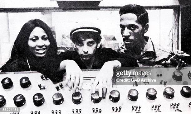 Photo of Ike & Tina TURNER and Tina TURNER and Ike TURNER and Phil SPECTOR; with Ike Turner & Tina Turner - posed, behind mixing desk