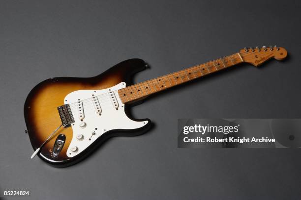 Circa 1970: Photo of FENDER GUITARS and FENDER STRATOCASTER and GUITAR and INSTRUMENTS; 1950s model - still life, studio