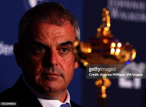 European Ryder Cup Captain Paul McGinley during a press conference at The Gleneagles Hotel. Gleneagles.