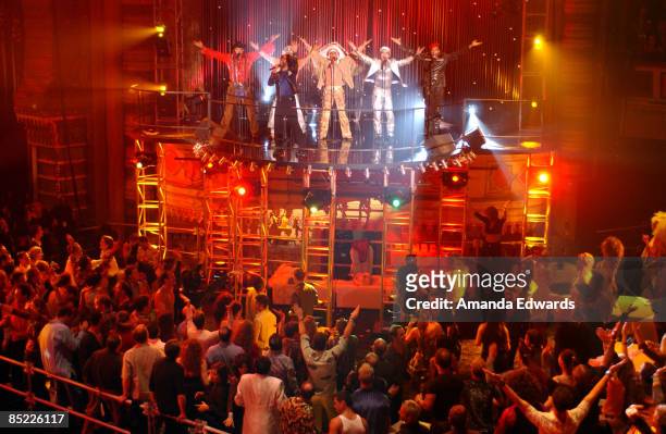 Circa 1970: Photo of DISCO; The audience performs the 'YMCA' dance with The Village People at the "ABC Disco Ball" at the Shrine Auditorium in Los...