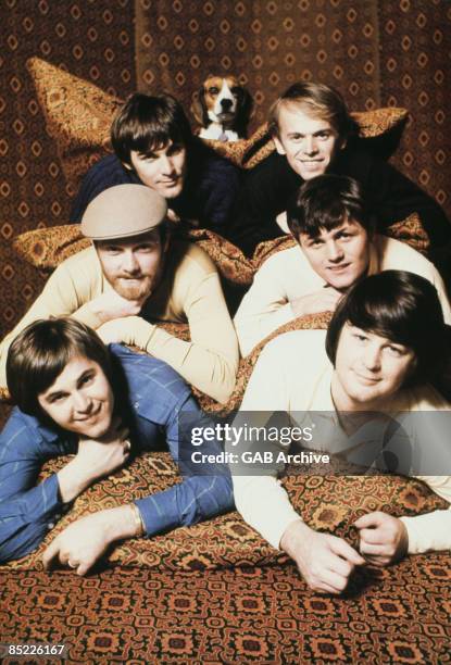 Photo of BEACH BOYS and Brian WILSON, - Top: Dennis Wilson, Al Jardine, Middle: Mike Love, Bruce Johnston, Bottom: Carl Wilson, Brian Wilson