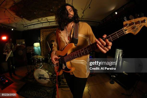 Bassist Matt Saleh and The band LoveHoney records their forthcoming EP "Feelin' No Way in Site B at Backroom Studios on September 22, 2017 in...