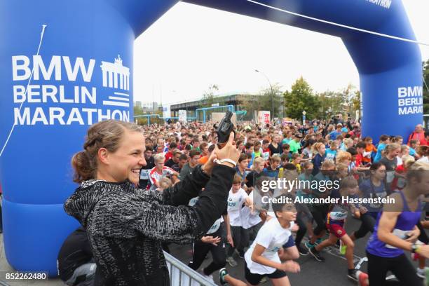 Lisa Hahner starts the school mini Marathon ahead of the BMW Berlin Marathon 2017 on September 23, 2017 in Berlin, Germany.