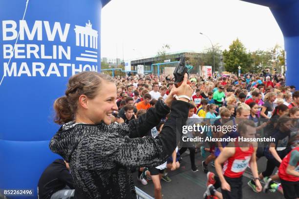 Lisa Hahner starts the school mini Marathon ahead of the BMW Berlin Marathon 2017 on September 23, 2017 in Berlin, Germany.