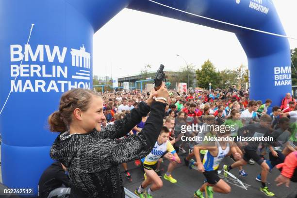 Lisa Hahner starts the school mini Marathon ahead of the BMW Berlin Marathon 2017 on September 23, 2017 in Berlin, Germany.
