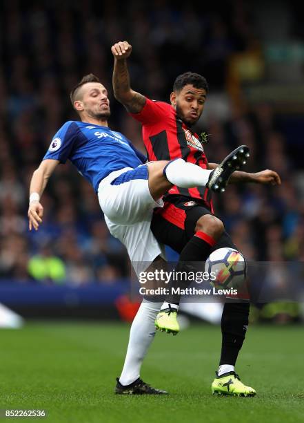 Morgan Schneiderlin of Everton and Joshua King of AFC Bournemouth compete for the ball during the Premier League match between Everton and AFC...