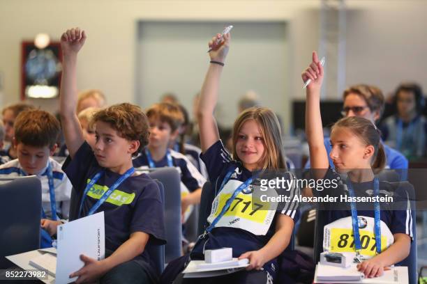 General view during a kids press conference at Hotel InterContinental Berlin ahead of the BMW Berlin Marathon 2017 on September 23, 2017 in Berlin,...