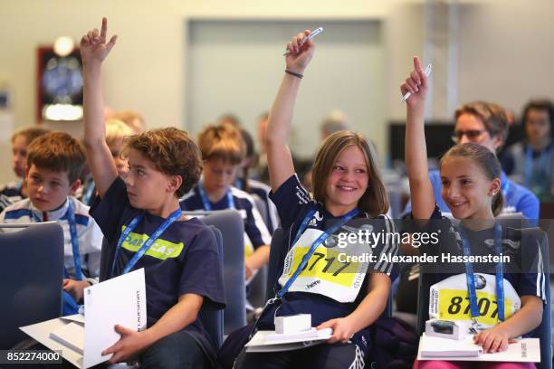 General view during a kids press conference at Hotel InterContinental Berlin ahead of the BMW Berlin Marathon 2017 on September 23, 2017 in Berlin,...