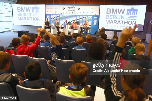 General view during a kids press conference at Hotel InterContinental Berlin ahead of the BMW Berlin Marathon 2017 on September 23, 2017 in Berlin,...