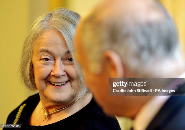 The President of the Supreme Court of the United Kingdom Judge David Neuberger, at a press conference with fellow Judge Lady Brenda Hale and members...