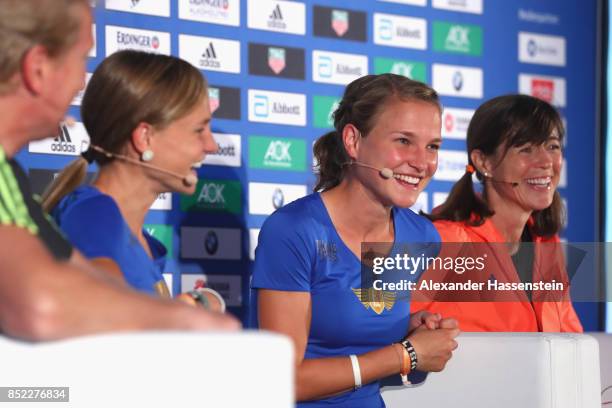 Lisa Hahner attends a kids press conference at Hotel InterContinental Berlin ahead of the BMW Berlin Marathon 2017 on September 23, 2017 in Berlin,...