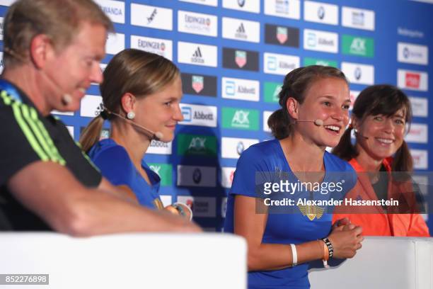 Lisa Hahner attends a kids press conference at Hotel InterContinental Berlin ahead of the BMW Berlin Marathon 2017 on September 23, 2017 in Berlin,...