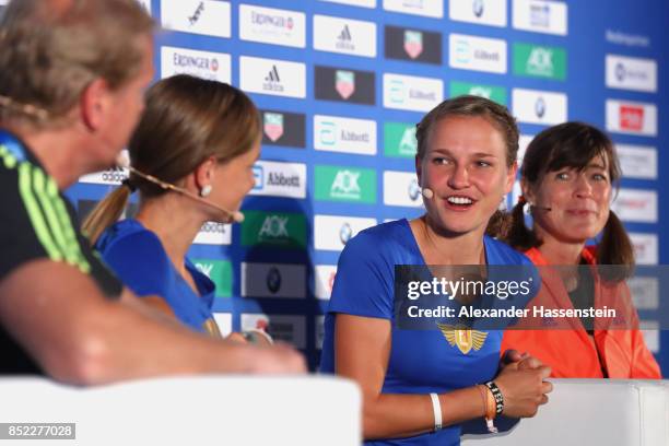 Lisa Hahner attends a kids press conference at Hotel InterContinental Berlin ahead of the BMW Berlin Marathon 2017 on September 23, 2017 in Berlin,...