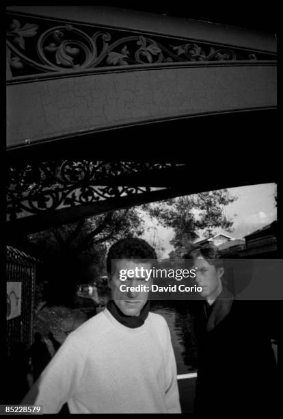 Photo of OMD; Orchestral Manouvres In The Dark l-r Andy McCluskey & Paul Humphreys at Little Venice, London 21 October 1981