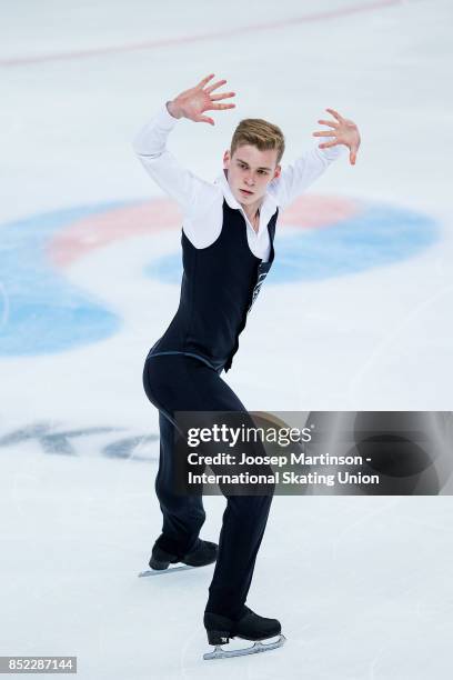 Igor Efimchuk of Russia competes in the Junior Men's Free Skating during day three of the ISU Junior Grand Prix of Figure Skating at Minsk Arena on...