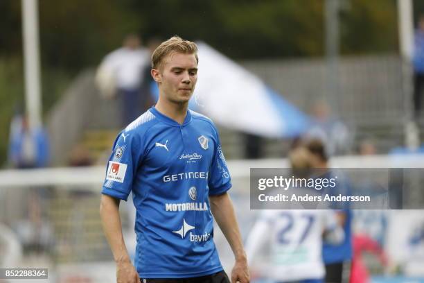 Tryggvi Hrafn Haraldsson of Halmstad BK at Orjans Vall on September 23, 2017 in Halmstad, Sweden.