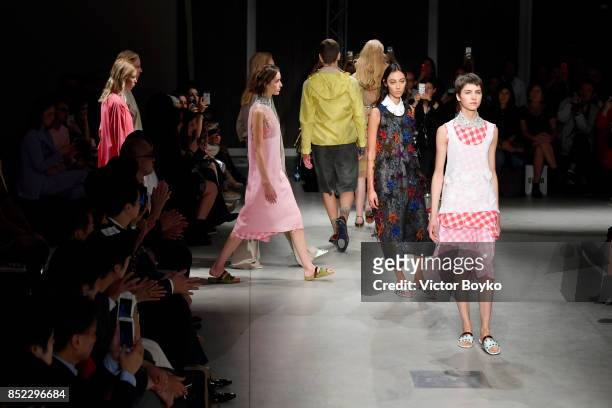 General view of atmosphere during the runway at the Cividini show during Milan Fashion Week Spring/Summer 2018 on September 23, 2017 in Milan, Italy.