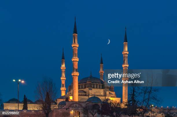 the selimiye mosque at blue hour,edirne,turkey - edirne stock-fotos und bilder